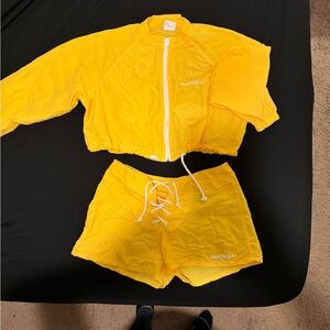 Surf Style Vibrant Yellow Jacket and Shorts Set